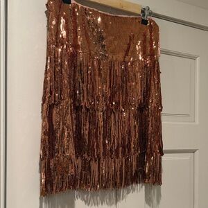 Anthropologie pinky rose gold Sequin Skirt